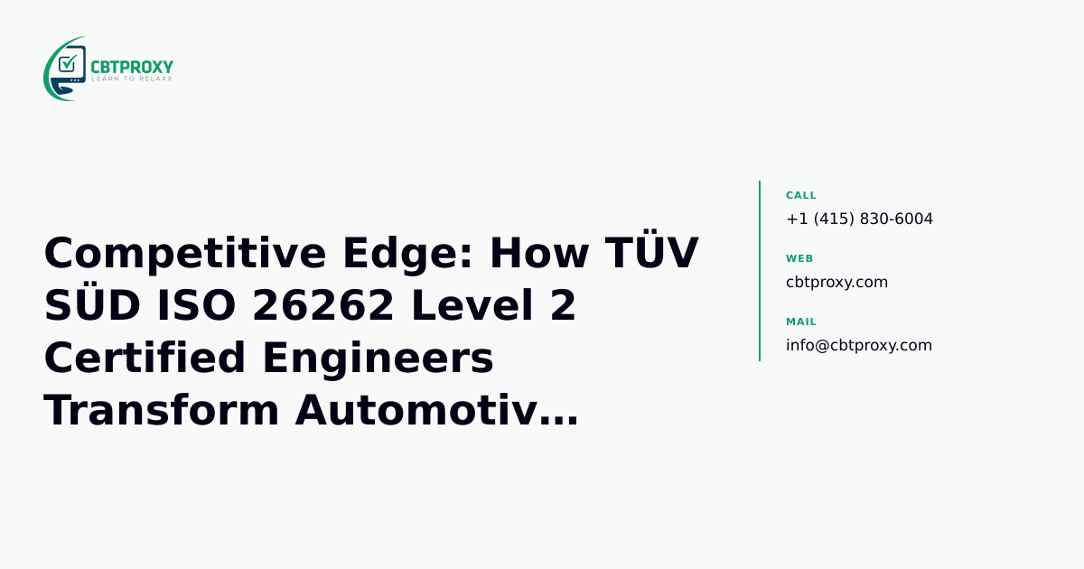 Competitive Edge: How TÜV SÜD ISO 26262 Level 2 Certified Engineers Transform Automotive Development for Companies — CBTProxy blog banner