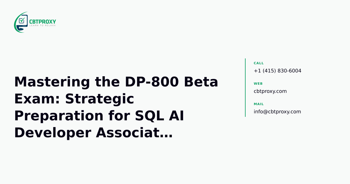 Mastering the DP-800 Beta Exam: Strategic Preparation for SQL AI Developer Associate Certification — CBTProxy blog banner